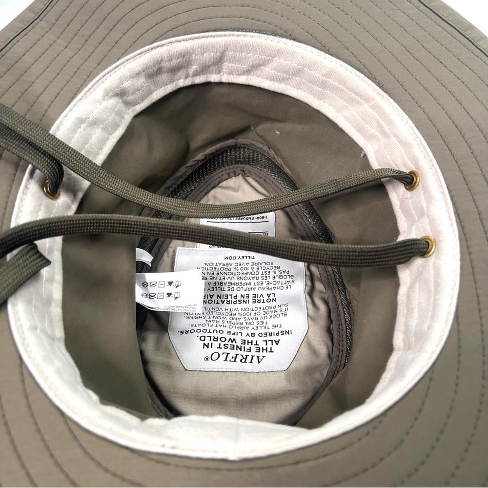 Tilley Airflo Hat Brow 7 3/4 XL Khaki Beige UV Sun Protection Vented String - Picture 8 of 8